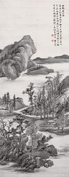 陆恢 北苑夏山图 立轴 设色纸本