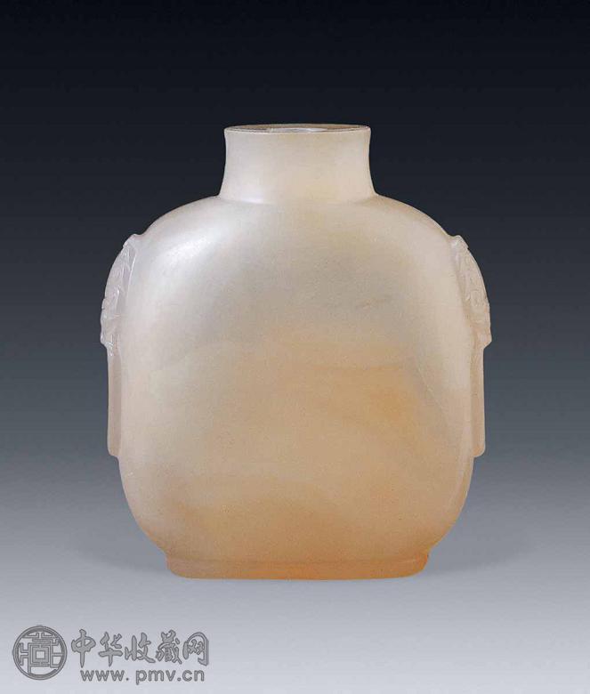 清 玛瑙狮耳烟壶