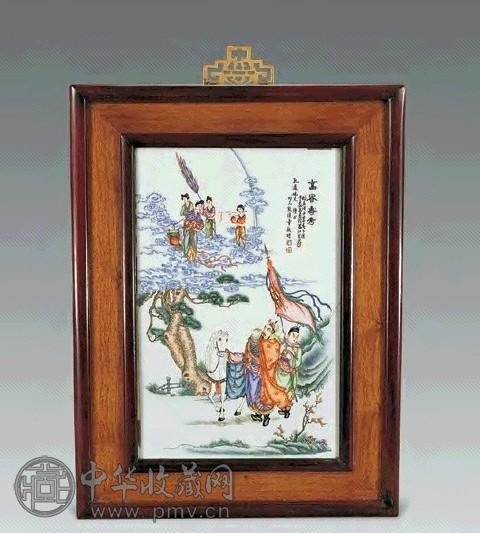 粉彩富贵长寿瓷板