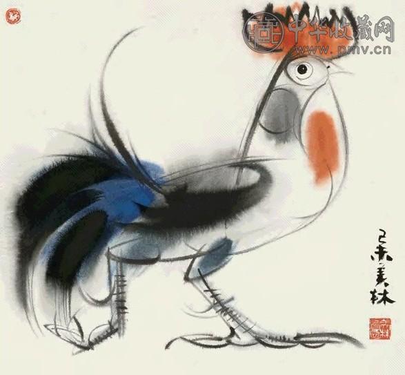 韩美林 己未(1979年)作 雄鸡 镜心 设色纸本