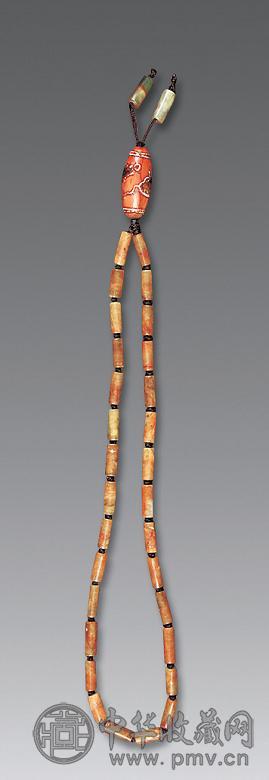 明 老玉管吊南江玛瑙项串