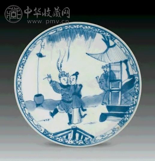 明成化 青花“三国故事”薄胎盆