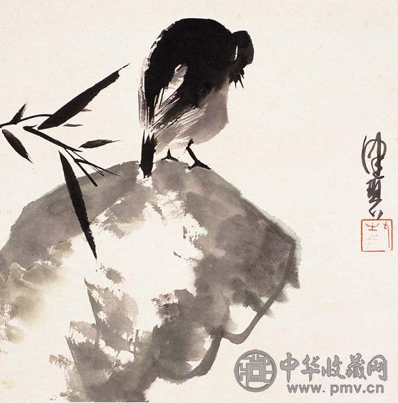 陈佩秋 竹雀 镜心