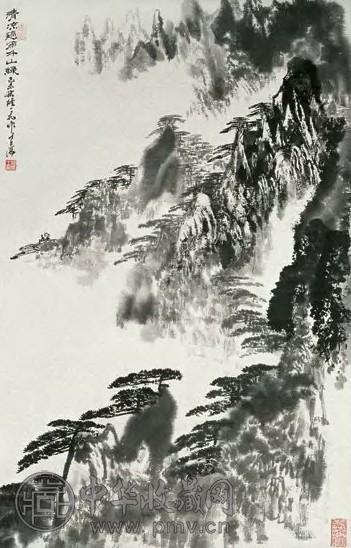 陆一飞 清凉过雨千山绿 立轴 水墨