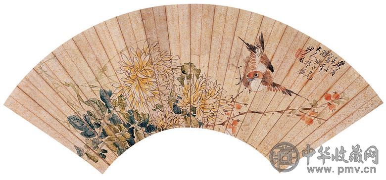 沙馥 花鸟 扇面 洒金笺本