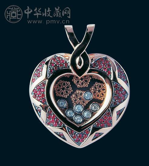 彩金肖邦大鸡心吊坠
