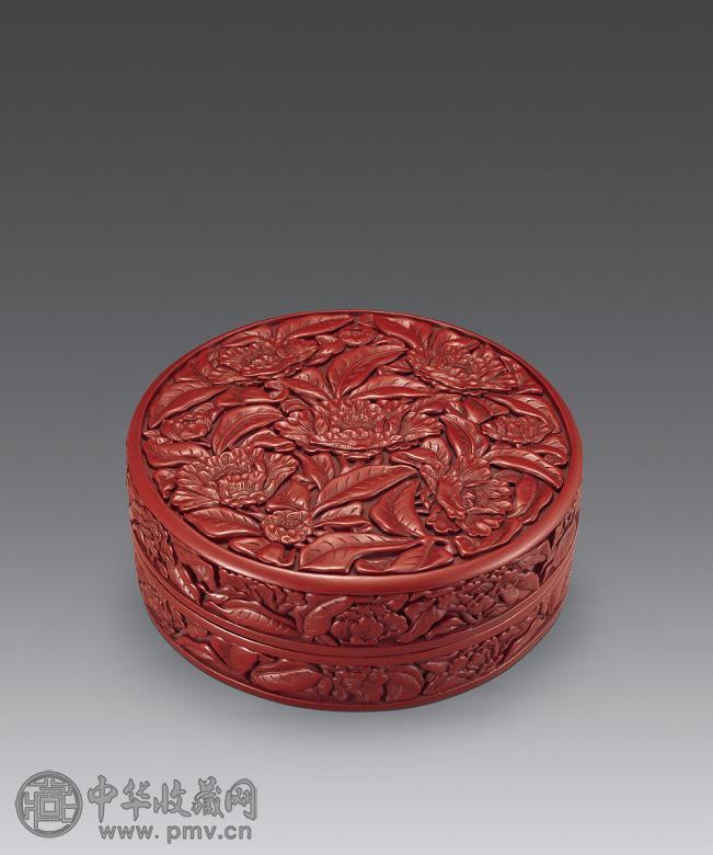 明 剔红花卉纹圆盒