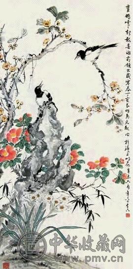 丁宝书 花鸟 立轴 设色纸本