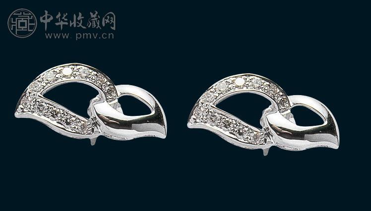 18K白钻耳钉(1对)