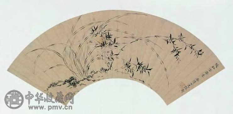 明代 张乔 兰竹 扇面