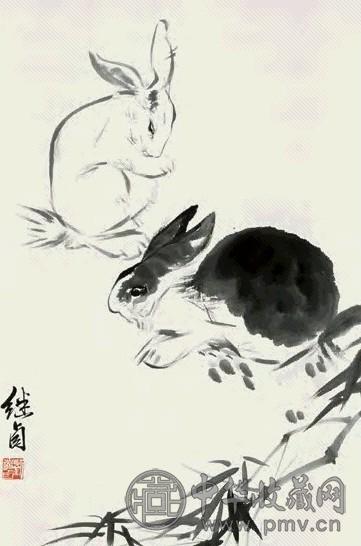 刘继卣 兔 立轴 纸本