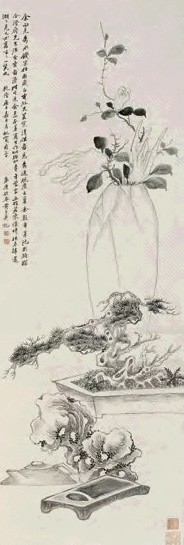 黄易 1780年作 写生清供图 立轴 水墨纸本