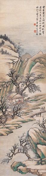 汪琨 1921年作 西湖读书图 立轴 设色纸本