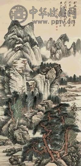 张大千 山水 镜心 纸本