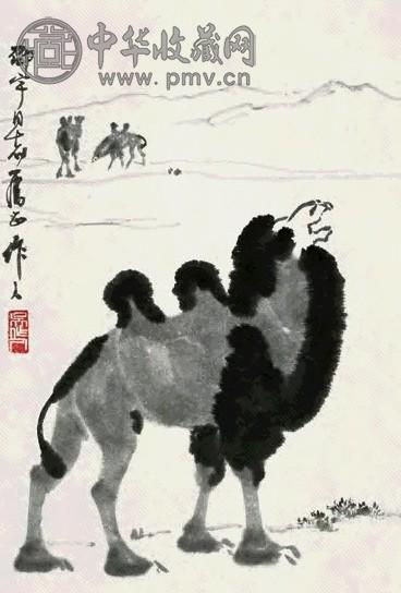吴作人 骆驼 立轴 水墨纸本