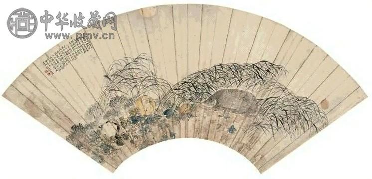 徐绶臣 刺猬 扇面 设色纸本