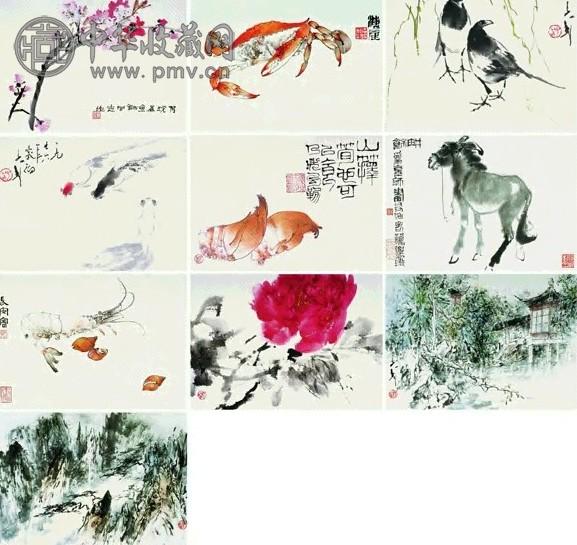 王子武 郑乃珖 不详 册页(10开) 设色纸本