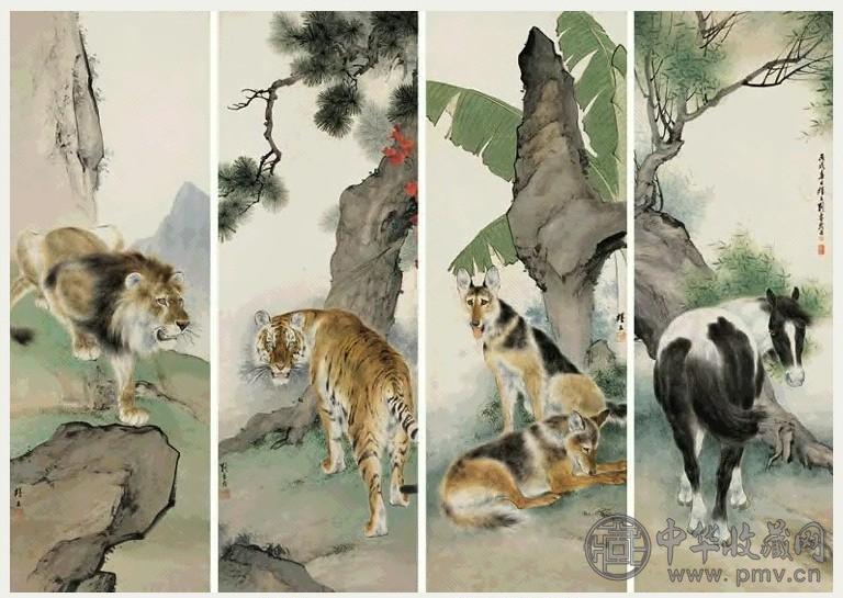 近现代 刘奎龄 走兽 镜心(4开)