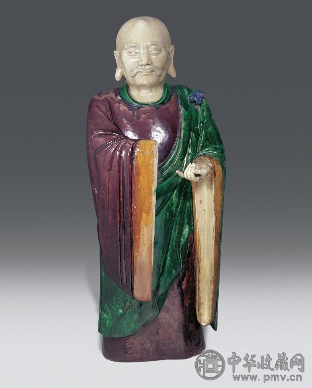明 彩色釉罗汉陶像