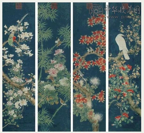 宣统帝 花鸟 立轴 设色绢本