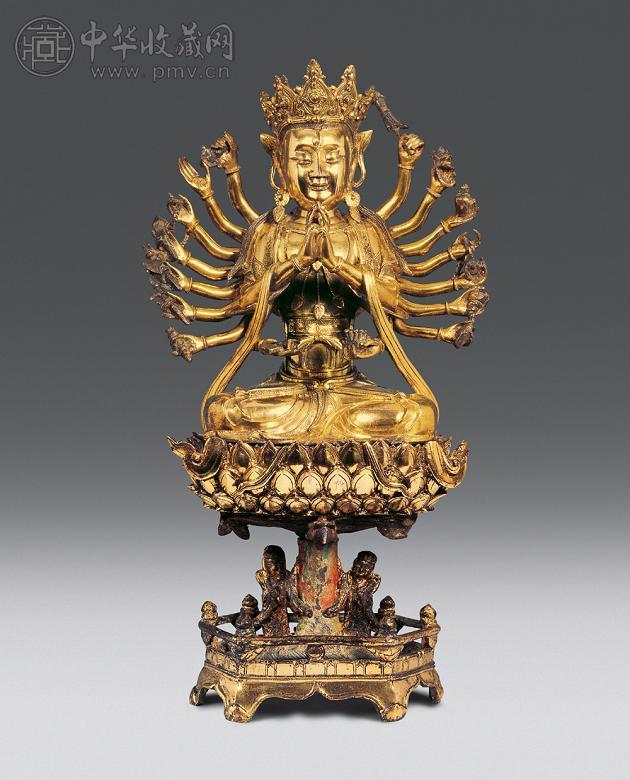 明 铜鎏金多臂菩萨像