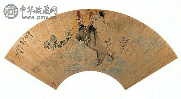 任薰 三公图 扇面 纸本