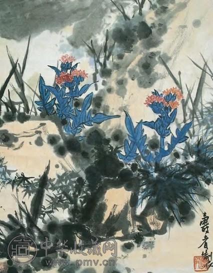 潘天寿 现代 山花初放 轴