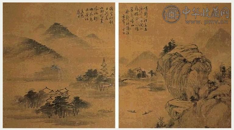 董其昌 山水 册页(5开) 水墨纸本