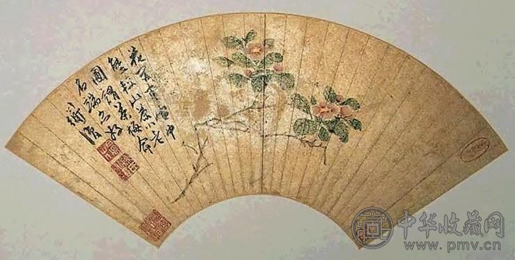陈道复 花卉 扇面 设色金笺