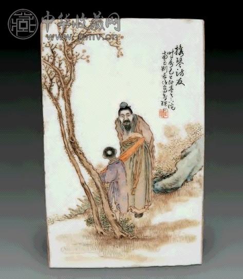 刘希任携琴访友图瓷板