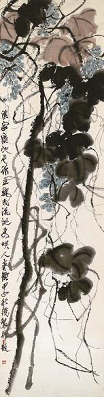 齐白石 一九二四年作葡萄 镜心 设色纸本