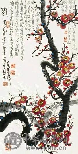黄养辉 梅花 立轴 设色纸本