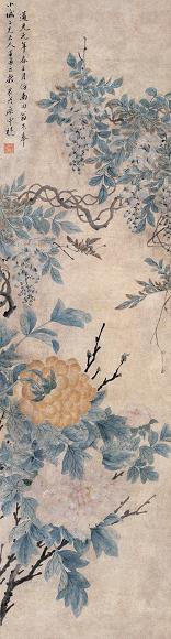 廖云槎 1821年作 花卉 立轴