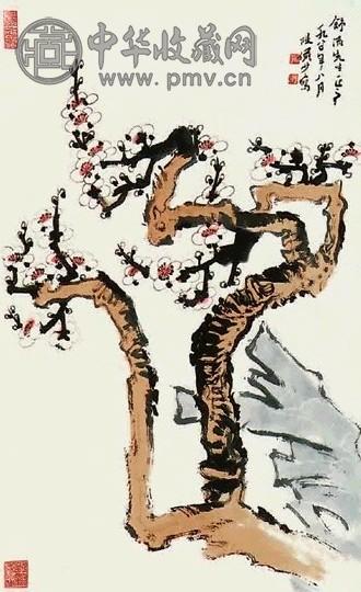 陆俨少 梅花 立轴 设色纸本