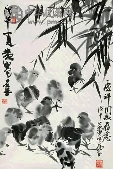 黄胄 戊午(1978年)作 竹林山鸡图 镜心 水墨纸本