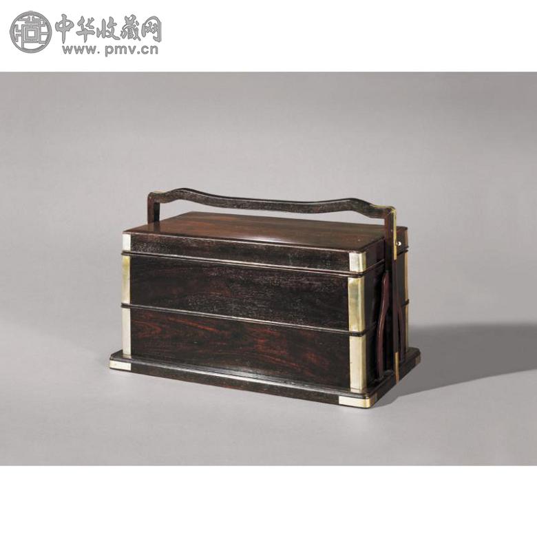 清十八世纪 紫檀双层提盒