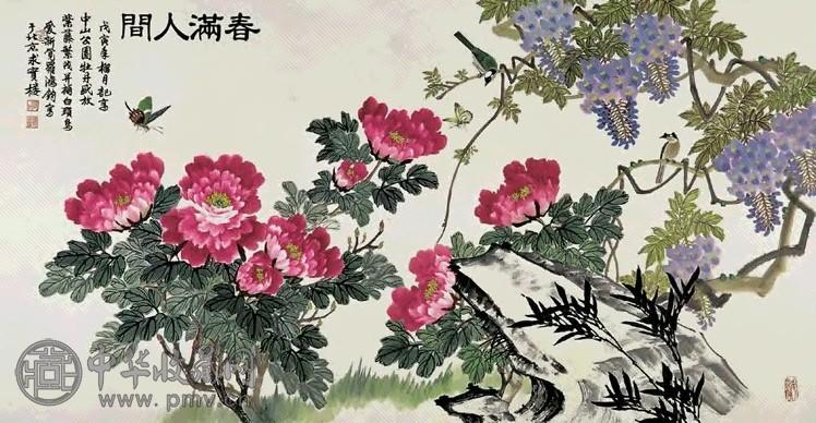金鸿均 戊寅(1998年)作 春满人间图 镜心 纸本设色