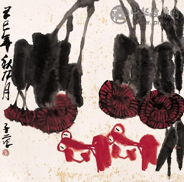 崔子范 双鱼 立轴 纸本