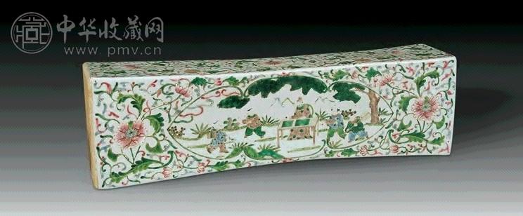 清康熙 三彩开光人物枕