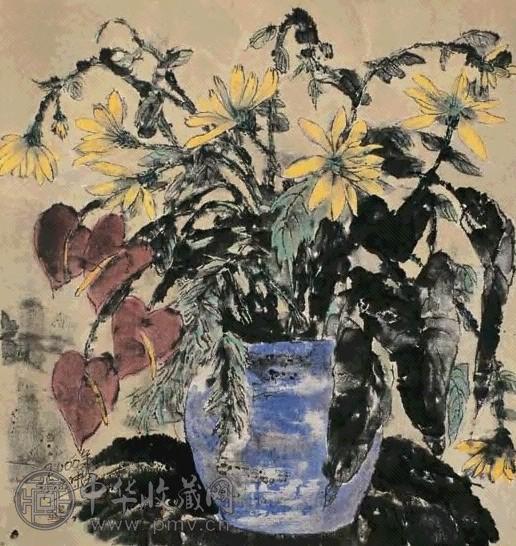 张志中 静物 镜心 设色纸本