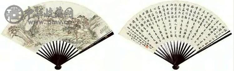 姜筠 山水人物 成扇