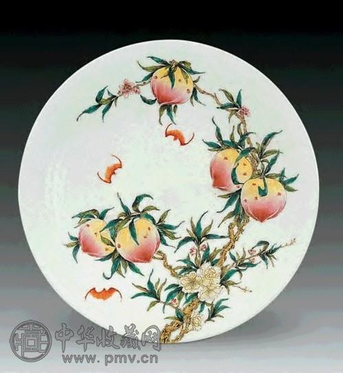 清光绪 粉彩九桃盆