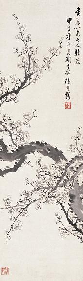 张熊 梅花 镜心 水墨纸本