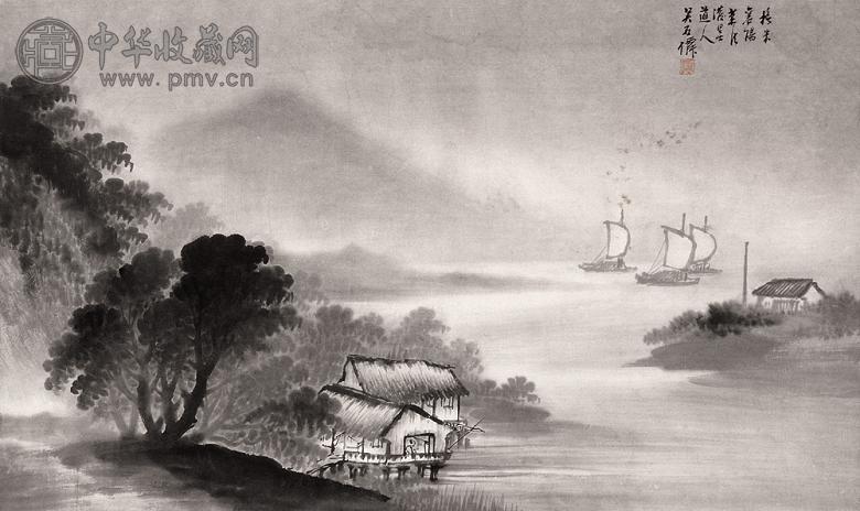 吴石僊 山水 镜心 设色纸本