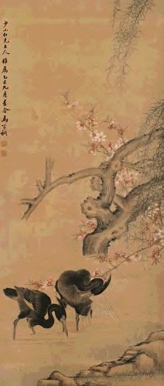 马家桐 乙巳(1905年)作 春溪鹭鸶 立轴 设色绢本