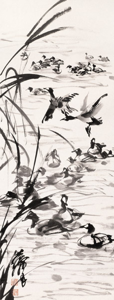 黄胄 野鸭 立轴 水墨纸本