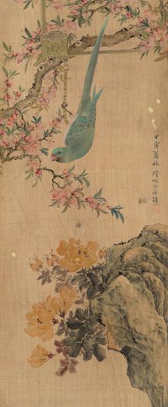 陆恢 花鸟 立轴 绢本