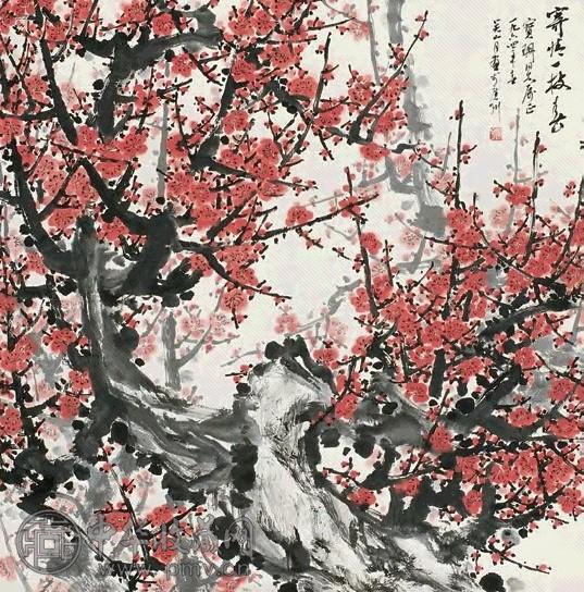 关山月 寄情一枝春 立轴 设色纸本