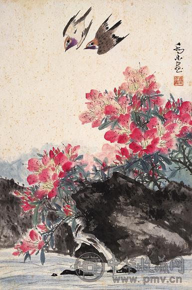 乔木 春之韵 立轴 设色纸本