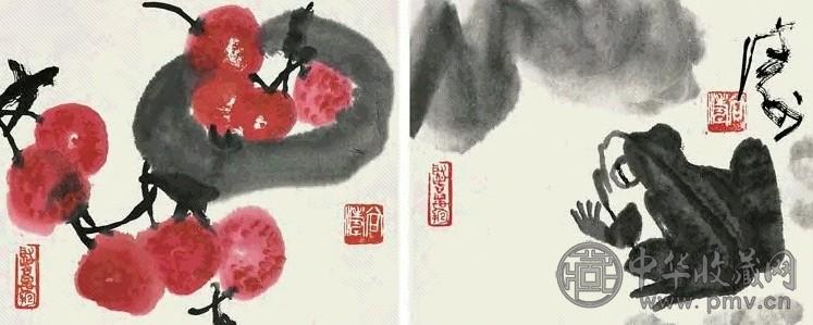 尚涛 花鸟 册页(18开选2) 设色纸本